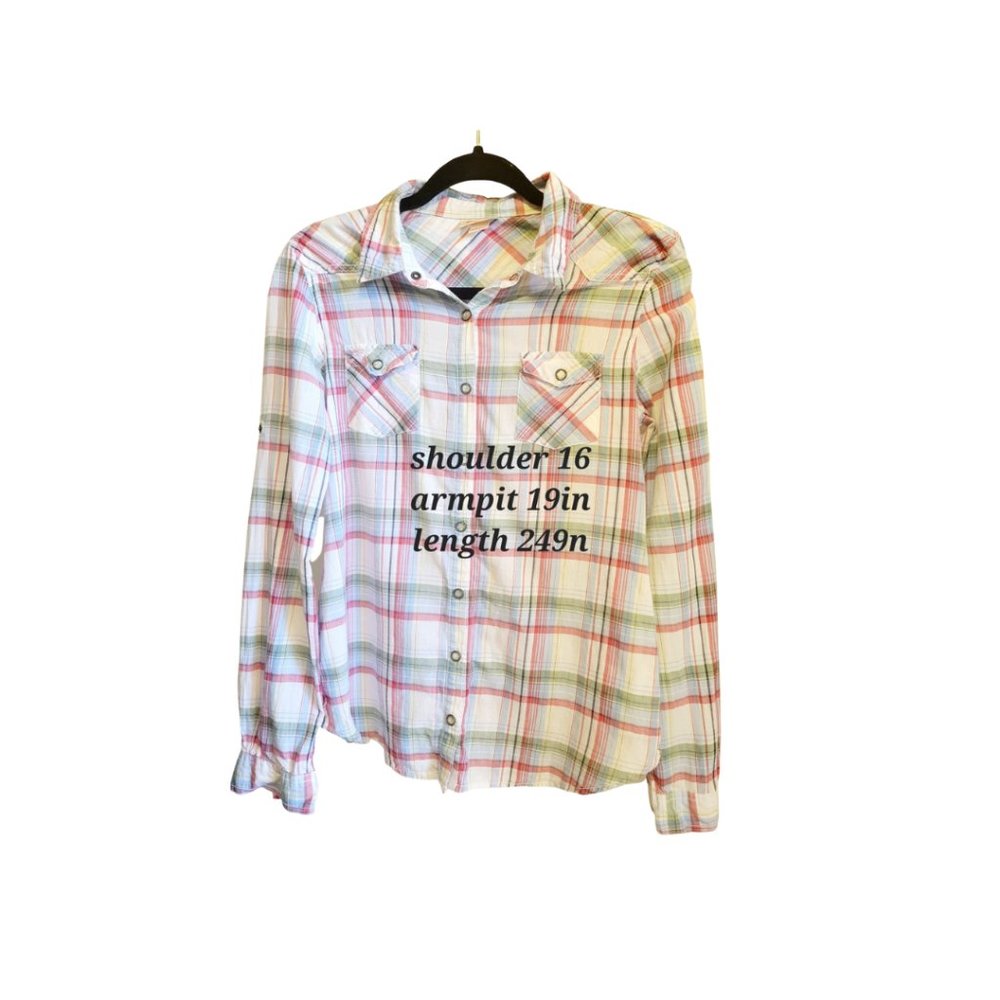 Mossimo Supply Co Plaid Button Down Shirt | Womens M | White/Blue/Red?green